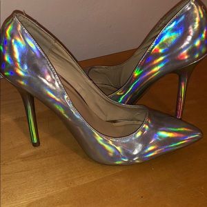 Silver metallic pumps size 9